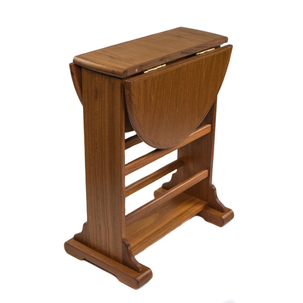 Brown Solid Wood Oval Drop Leaf End Table - 21-inch