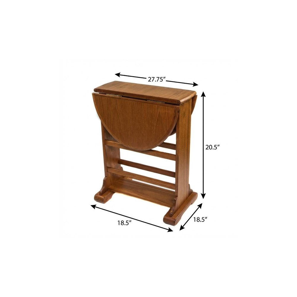 Brown Solid Wood Oval Drop Leaf End Table - 21-inch