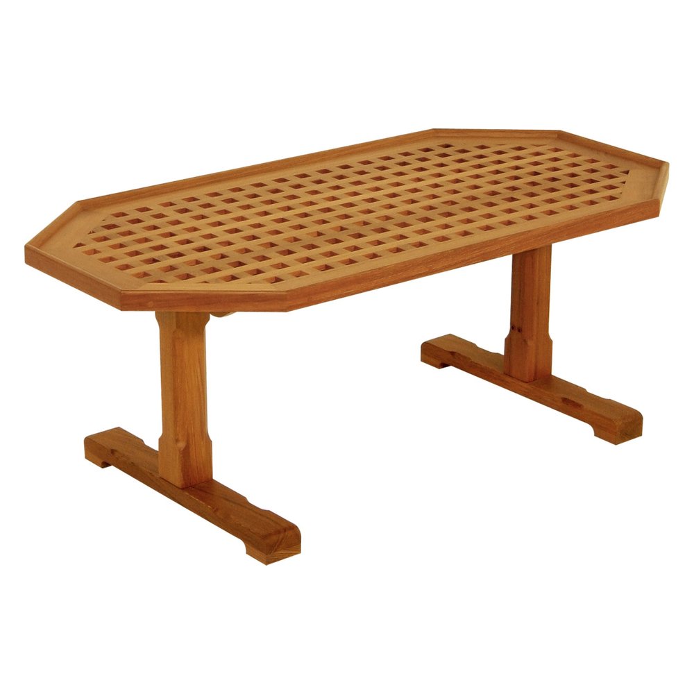 Brown Solid Teak Wood Hexagonal Coffee Table - 19-inch