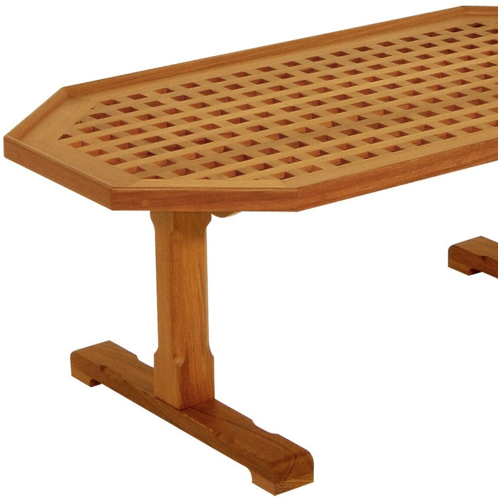 Brown Solid Teak Wood Hexagonal Coffee Table - 19-inch