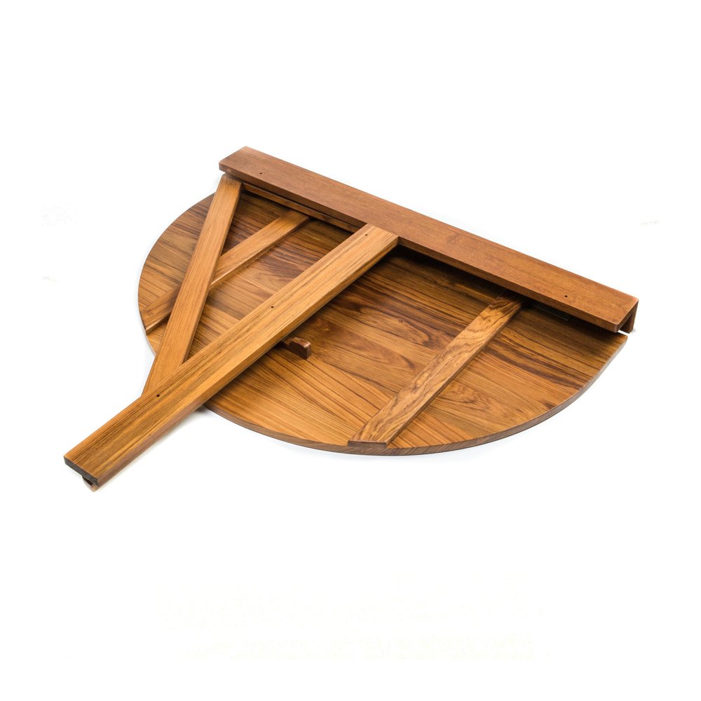 Brown Half Round Solid Wood Folding Outdoor Balcony Table - 24-inch
