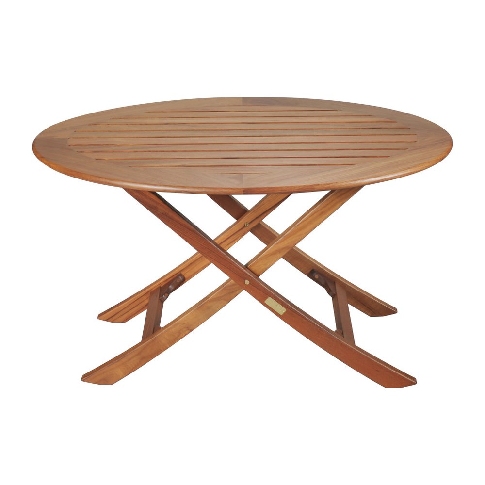 Brown Oval Solid Wood Folding Outdoor Side Table - 40-inch