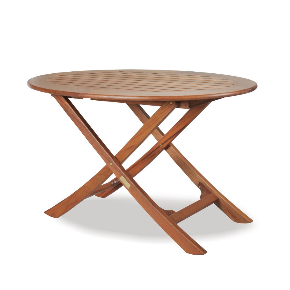 Brown Oval Solid Wood Folding Outdoor Side Table - 40-inch