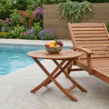 Brown Oval Solid Wood Folding Outdoor Side Table - 40-inch