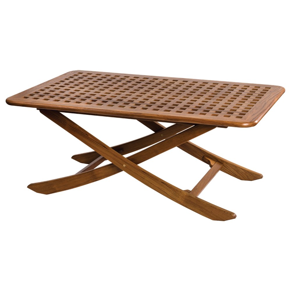 Brown Solid Wood Folding Outdoor Side Table - 43-inch