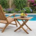 Brown Solid Wood Folding Outdoor Side Table - 43-inch