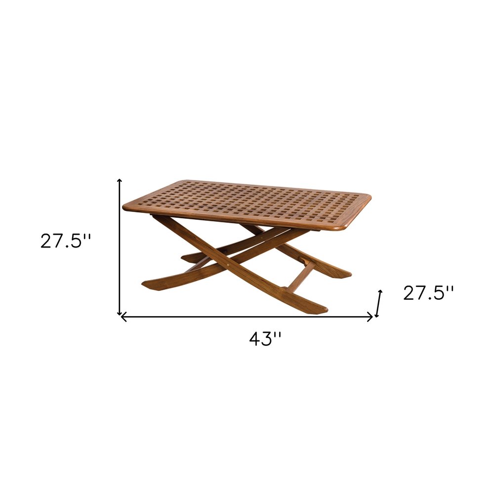 Brown Solid Wood Folding Outdoor Side Table - 43-inch