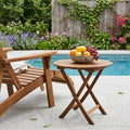 Brown Rounded Solid Wood Folding Outdoor Side Table - 30-inch
