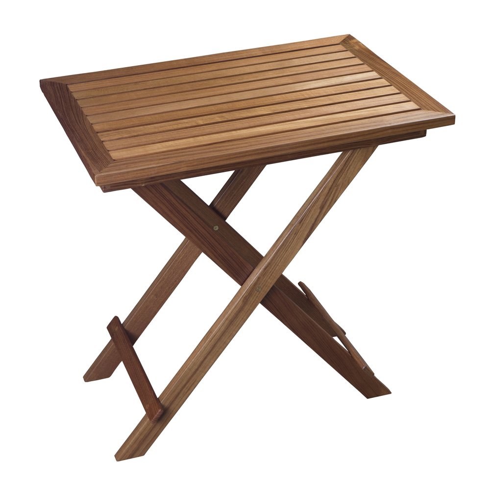 Brown Solid Wood Folding Outdoor Side Table - 28-inch