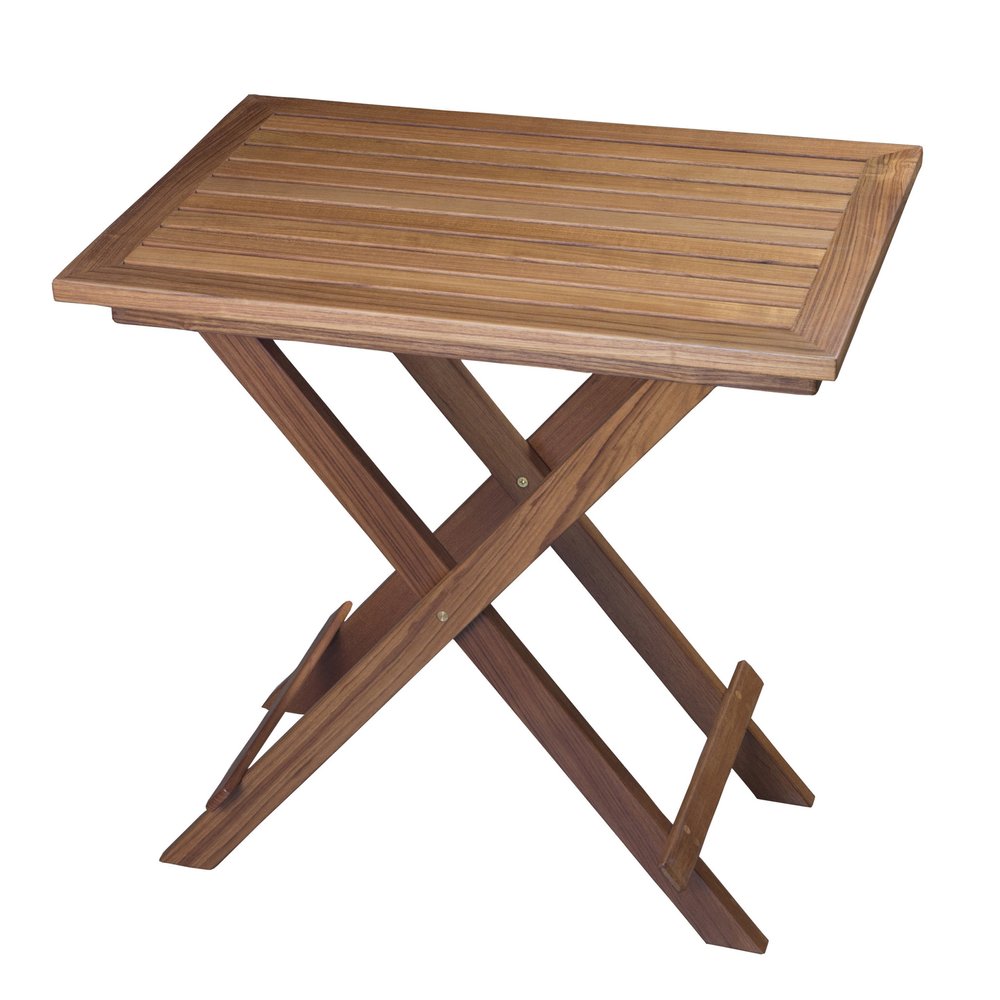 Brown Solid Wood Folding Outdoor Side Table - 28-inch