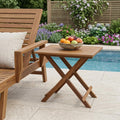 Brown Solid Wood Folding Outdoor Side Table - 28-inch