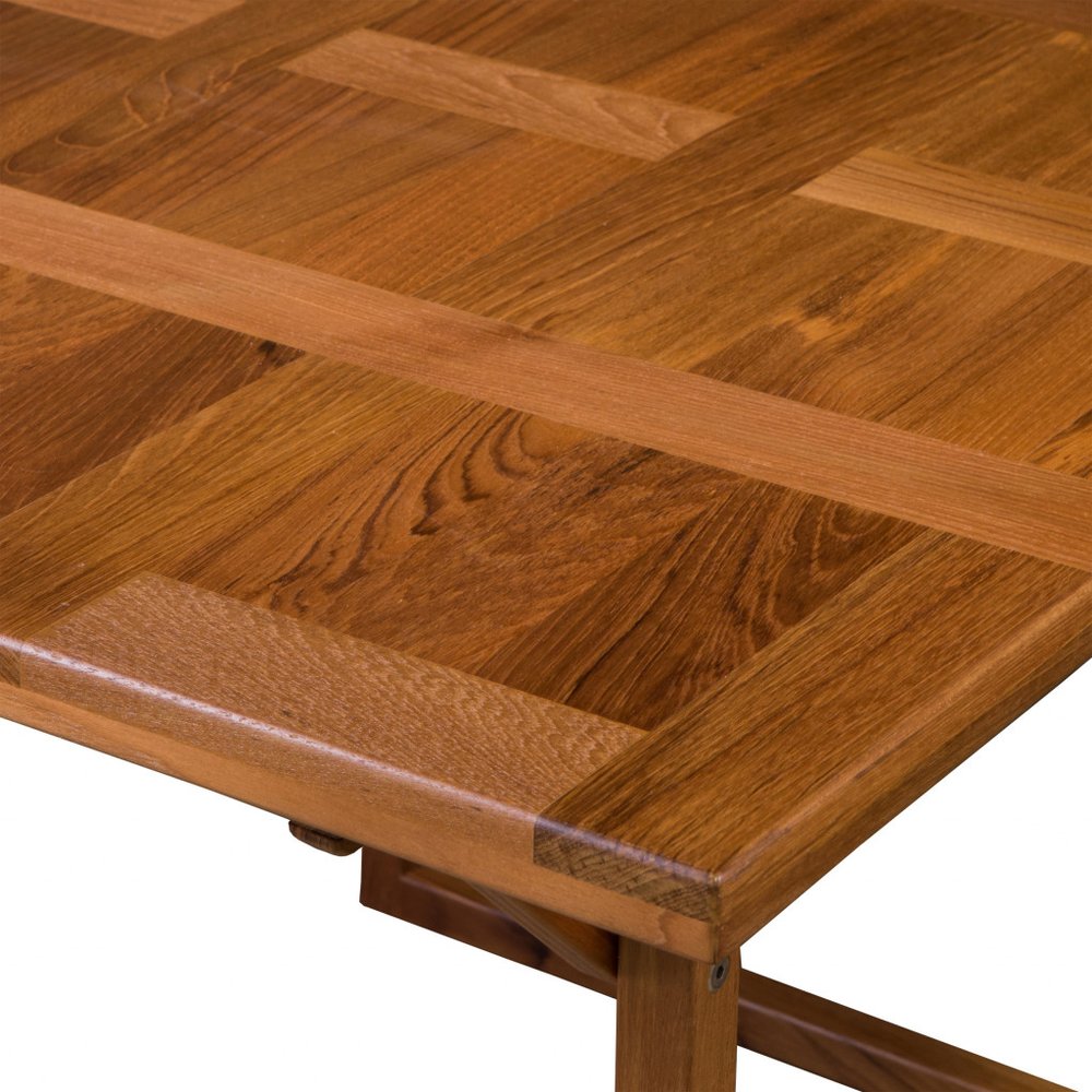 Brown Solid Wood Folding Outdoor Side Table - 45-inch