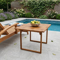 Brown Solid Wood Folding Outdoor Side Table - 45-inch