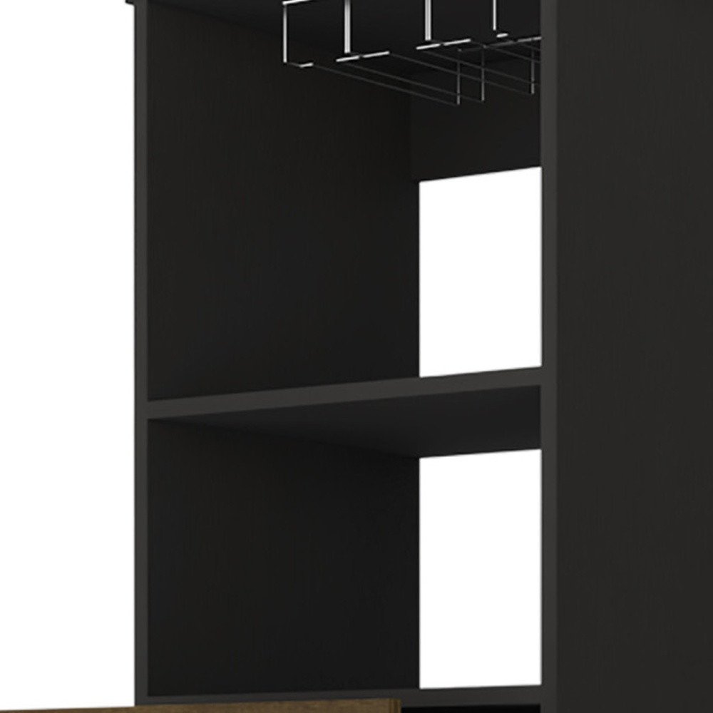 Black Bar Cabinet with Two Drawers - 18-inch