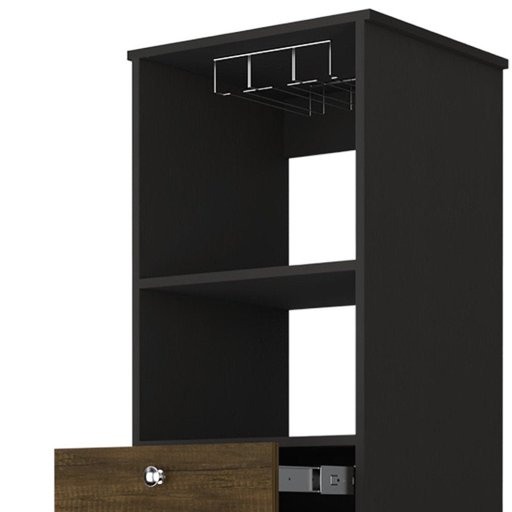 Black Bar Cabinet with Two Drawers - 18-inch