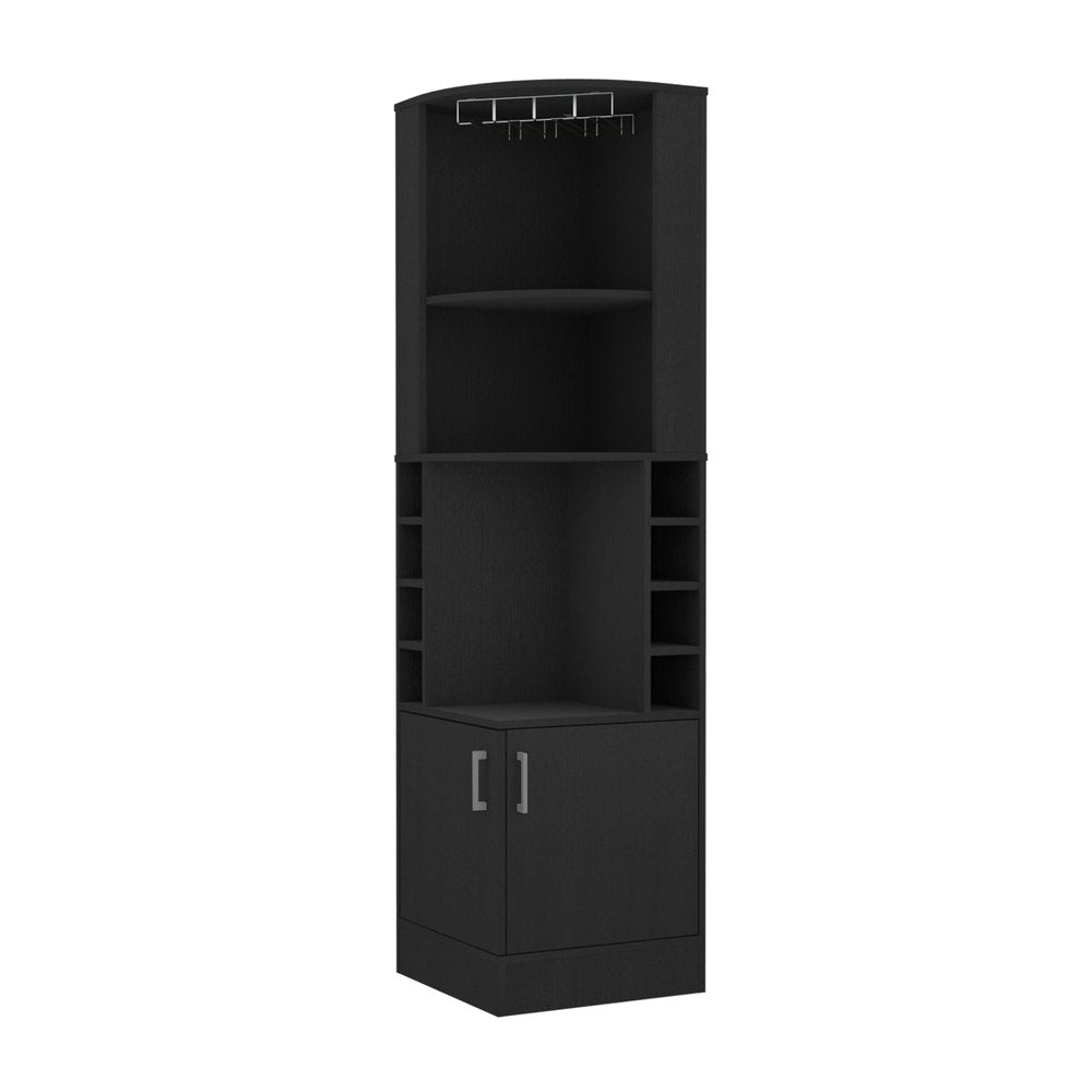 Black Wood Corner Bar Cabinet with Two Doors - 18-inch