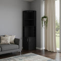 Black Wood Corner Bar Cabinet with Two Doors - 18-inch