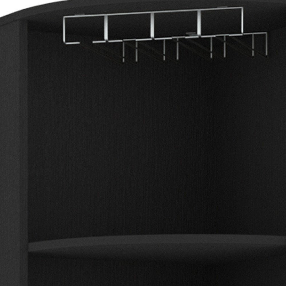 Black Wood Corner Bar Cabinet with Two Doors - 18-inch