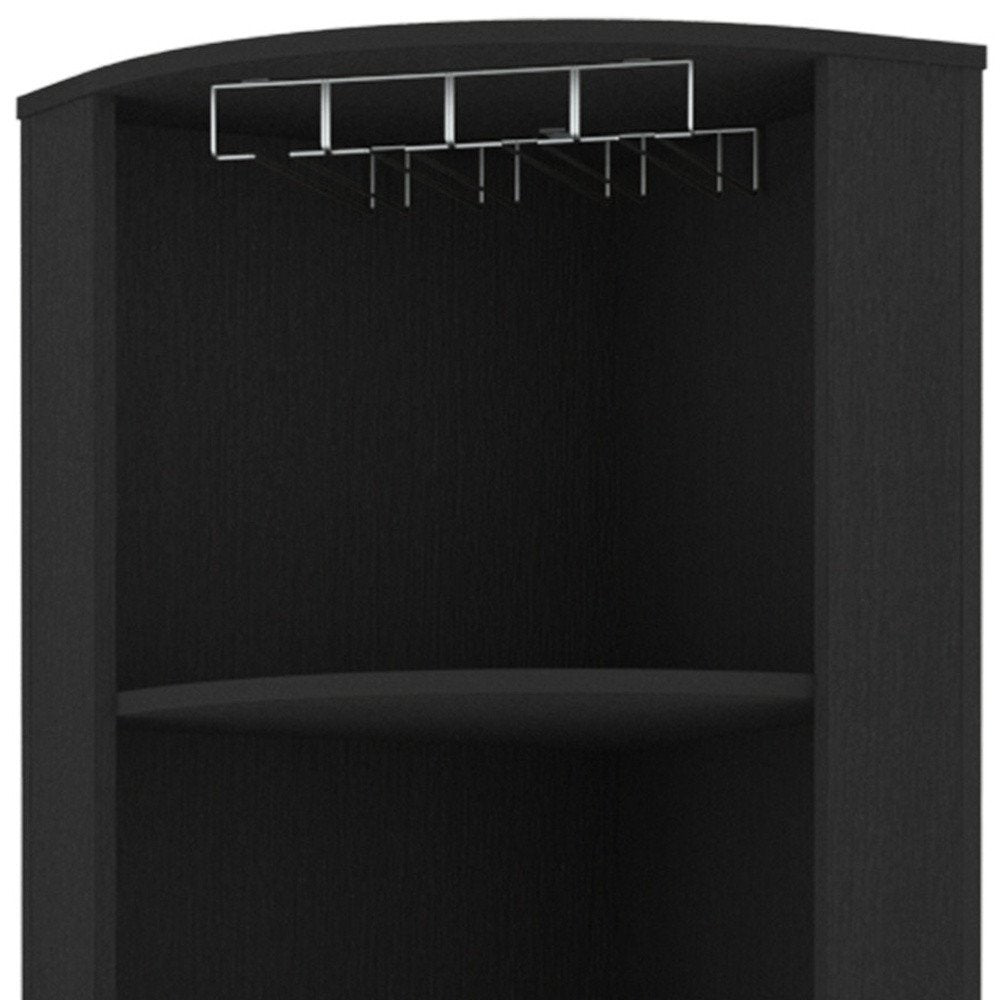 Black Wood Corner Bar Cabinet with Two Doors - 18-inch