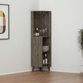Dark Brown Wood Corner Bar Cabinet with One Drawer - 73-inch