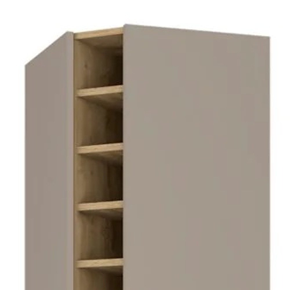 Brown and Taupe Wood Corner Bar Cabinet with Four Doors - 72-inch