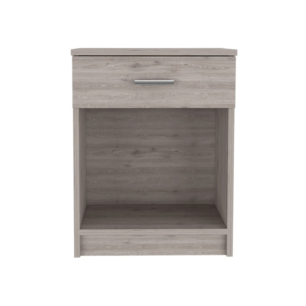 Light Gray Wood One Drawer Nightstand - 22-inch