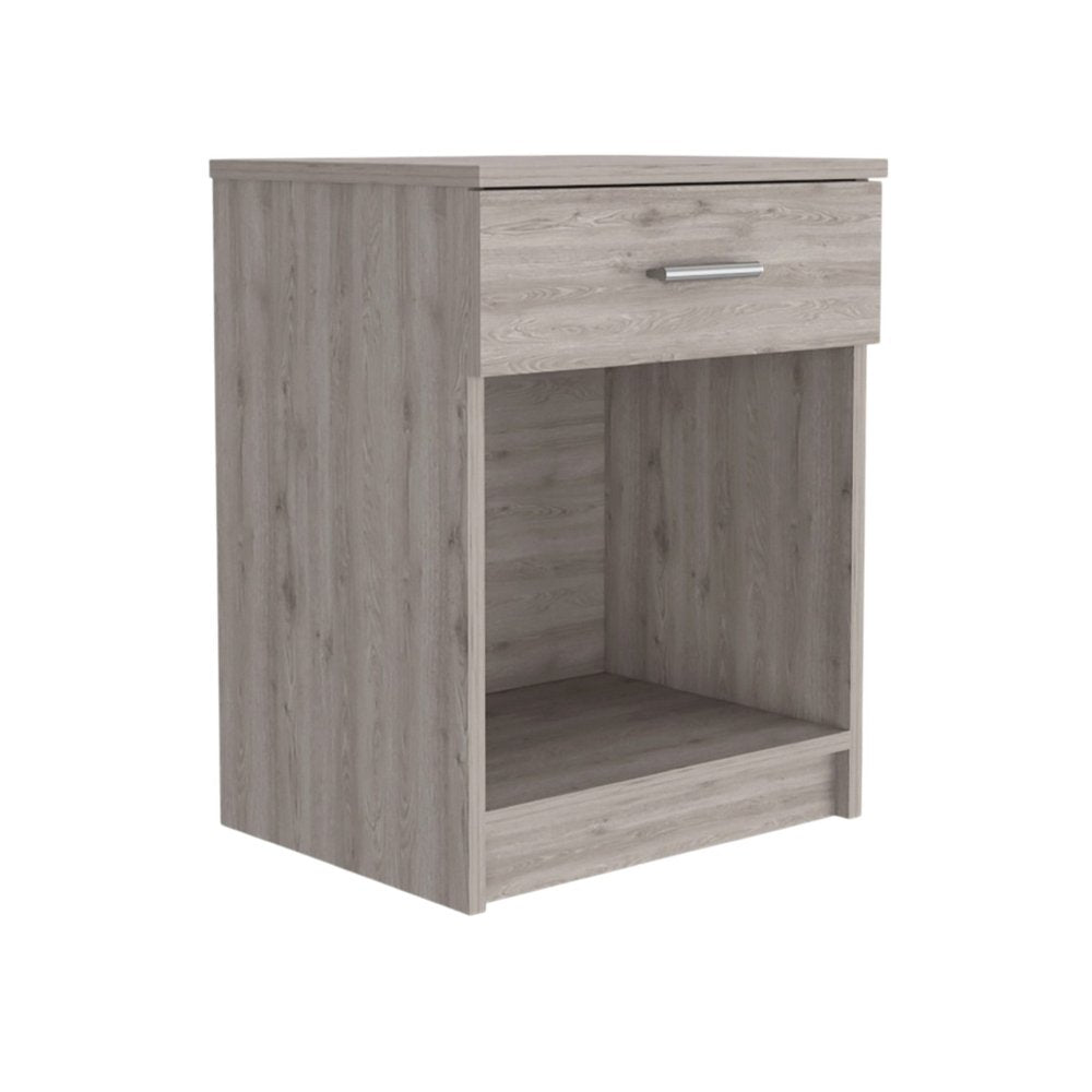 Light Gray Wood One Drawer Nightstand - 22-inch