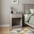 Light Gray Wood One Drawer Nightstand - 22-inch