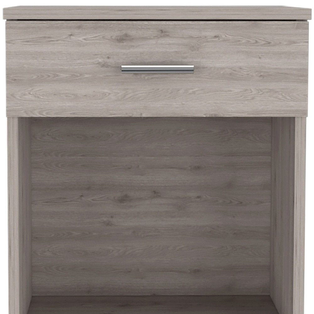 Light Gray Wood One Drawer Nightstand - 22-inch
