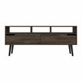 Dark Brown Walnut Enclosed and Open Storage TV Stand - 54-inch