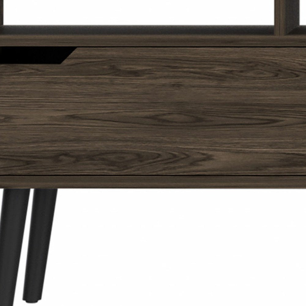 Dark Brown Walnut Enclosed and Open Storage TV Stand - 54-inch