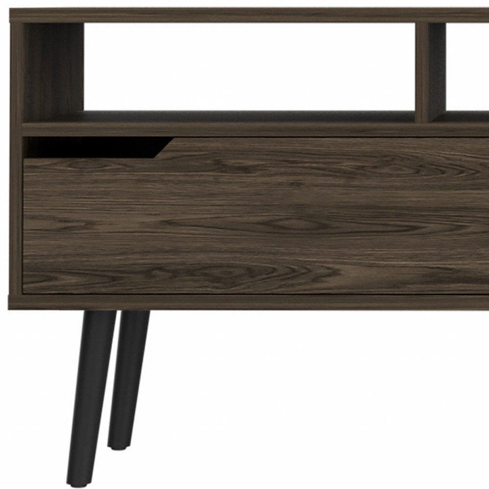 Dark Brown Walnut Enclosed and Open Storage TV Stand - 54-inch