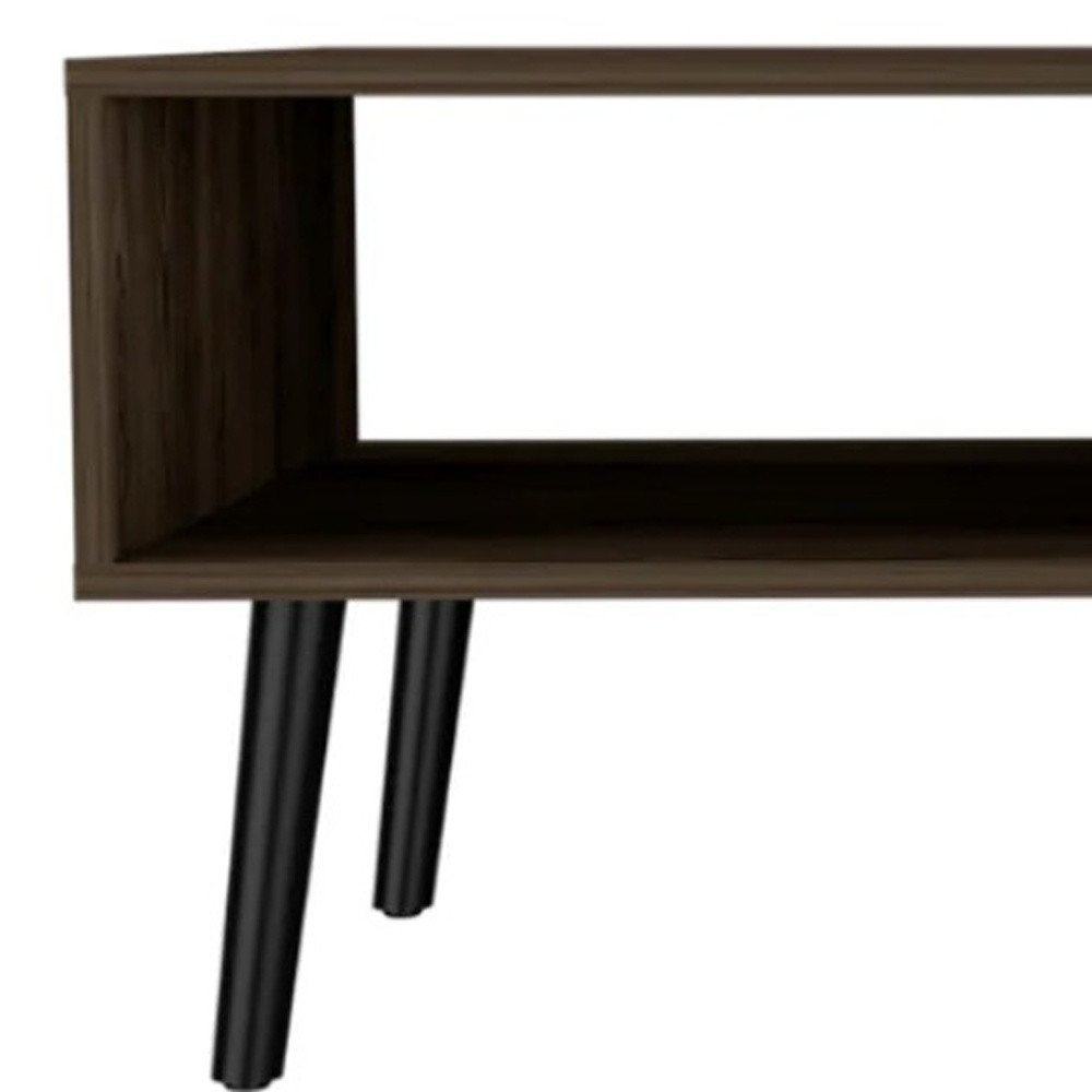 Brown and Black Coffee Table with Drawer and Shelf - 40-inch
