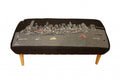 Gray Wool and Brown Ottoman - 38-inch