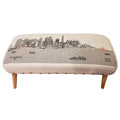 Cream Wool and Brown Ottoman - 38-inch