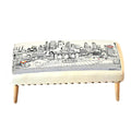 Cream Wool and Brown Ottoman - 38-inch