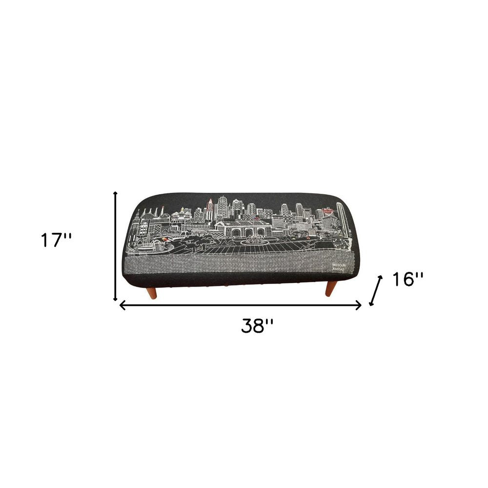Black Wool and Brown Ottoman - 38-inch