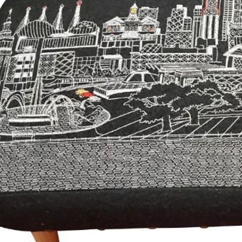 Black Wool and Brown Ottoman - 38-inch