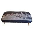 Gray Wool and Brown Ottoman - 38-inch