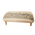 Cream Wool and Brown Ottoman - 38-inch