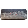 Gray Wool and Brown Ottoman - 38-inch