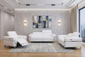 Three Piece White Italian Leather Six Person Seating Set