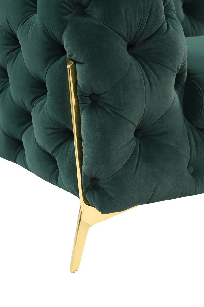 Emerald and Gold Velvet Loveseat - 74-inch