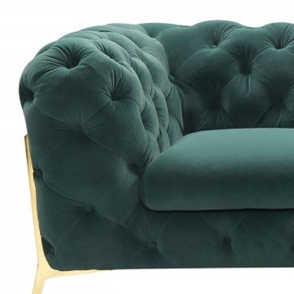 Emerald and Gold Velvet Loveseat - 74-inch