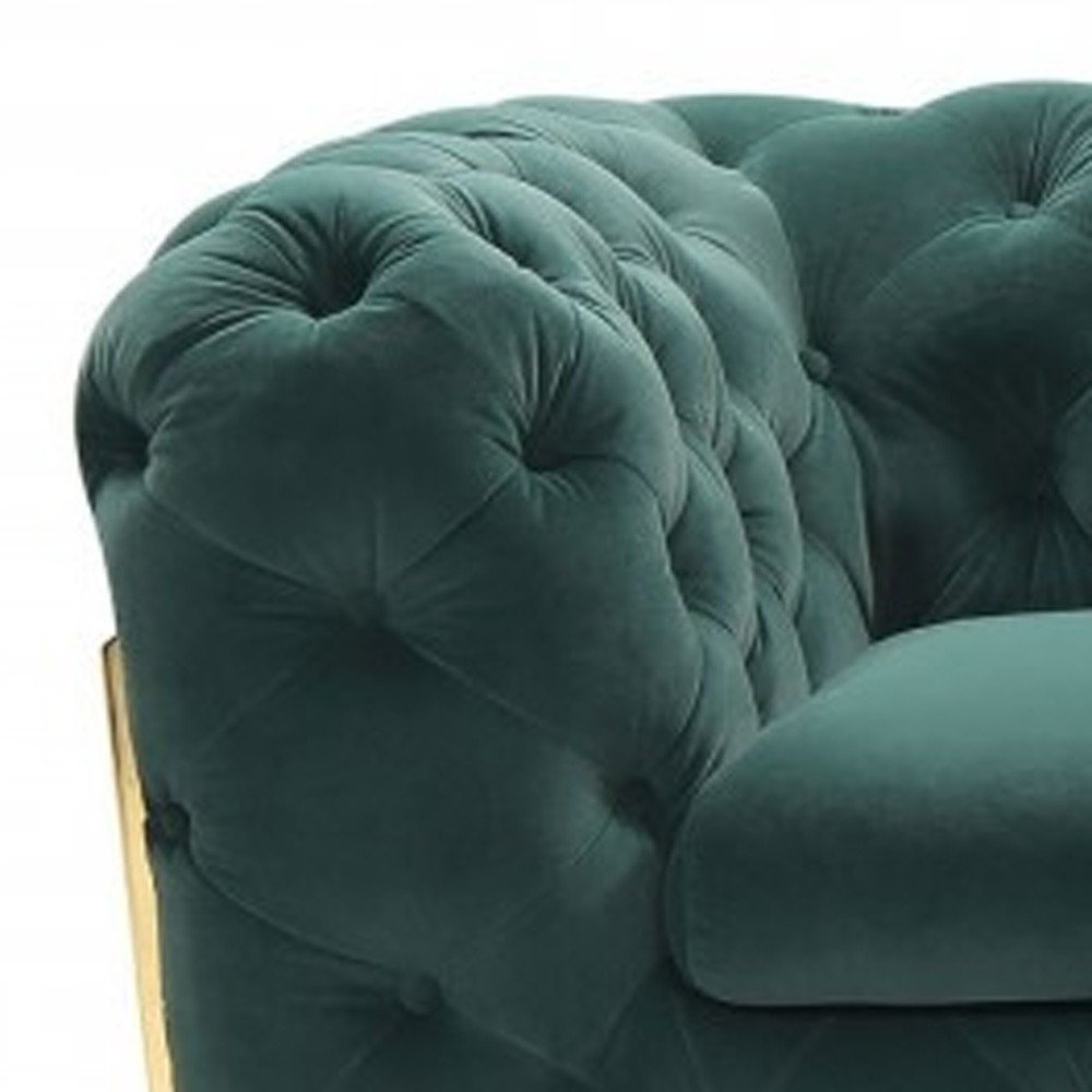 Emerald and Gold Velvet Loveseat - 74-inch