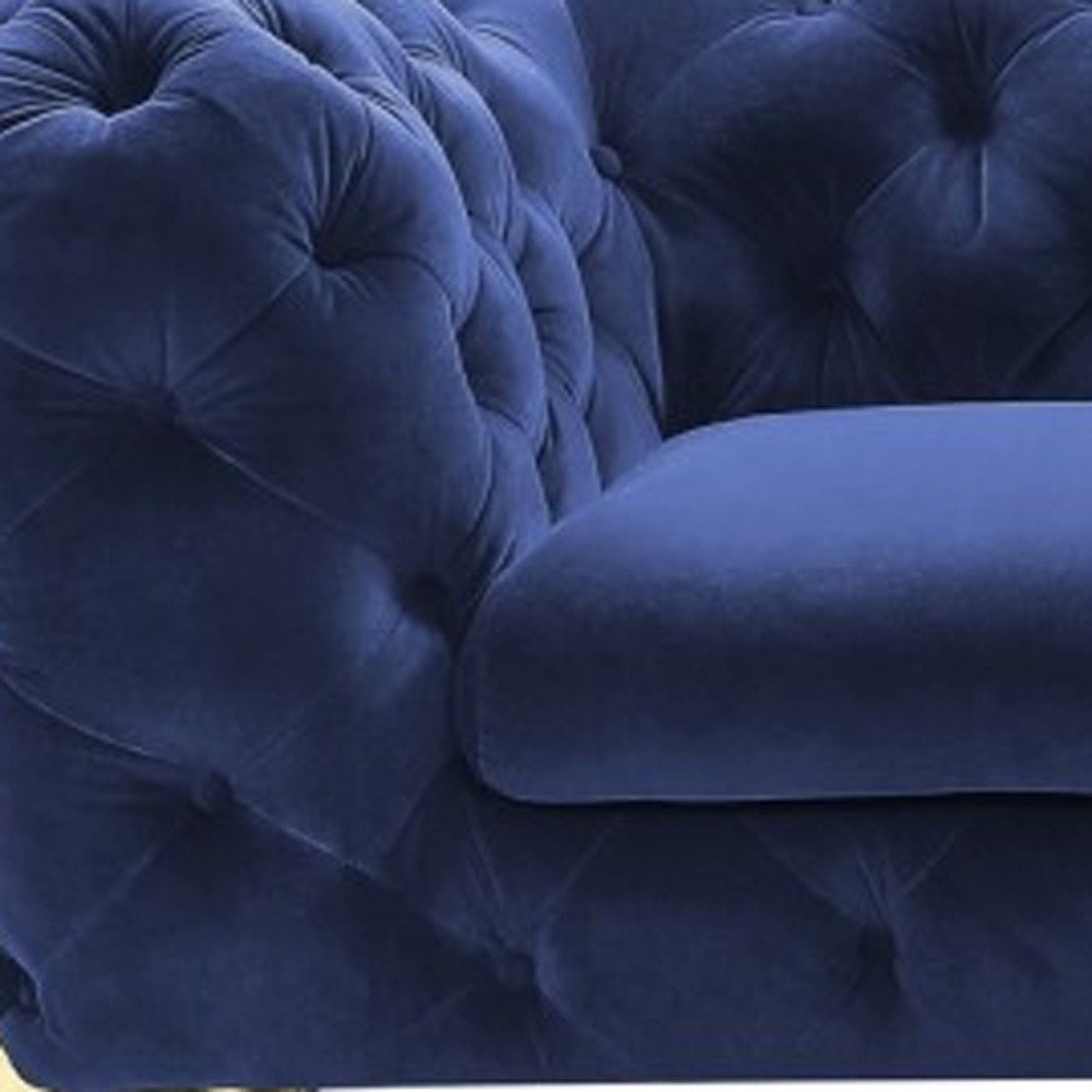 Blue and Gold Velvet Loveseat - 74-inch