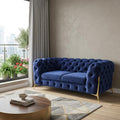 Blue and Gold Velvet Loveseat - 74-inch