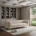 Beige Velvet Sofa with Gold Legs - 97-inch