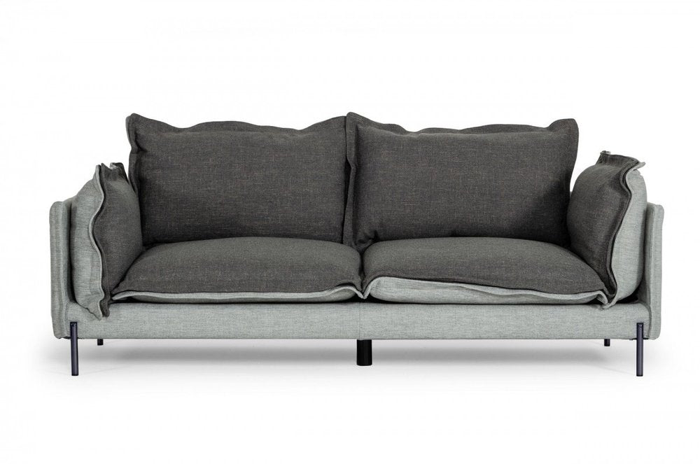 Dark Gray Polyester Blend Sofa with Silver Legs - 87-inch