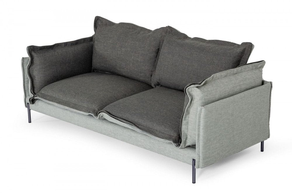 Dark Gray Polyester Blend Sofa with Silver Legs - 87-inch
